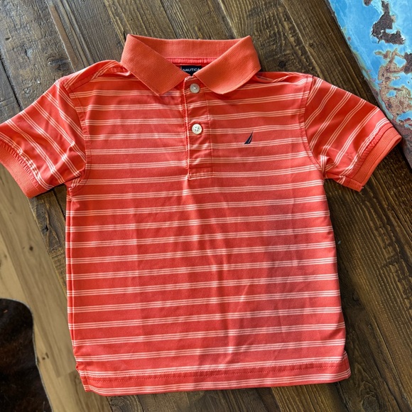Nautica Kids Striped Orange Polo Shirt Boys Toddler Size 2T - Picture 2 of 6